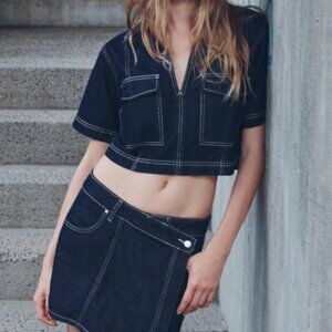 Zara Cropped Denim Shirt